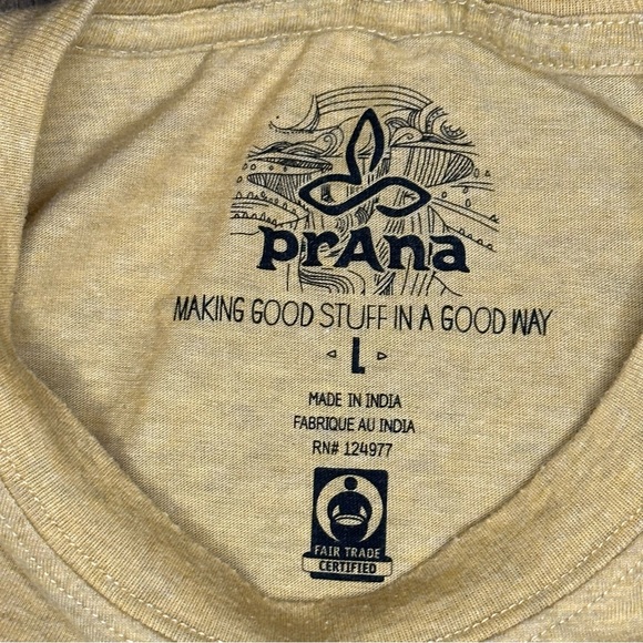 Prana T Shirt Mens Large Slow And Steady Sloth Poly Blend Yellow Graphic Print - Picture 4 of 6